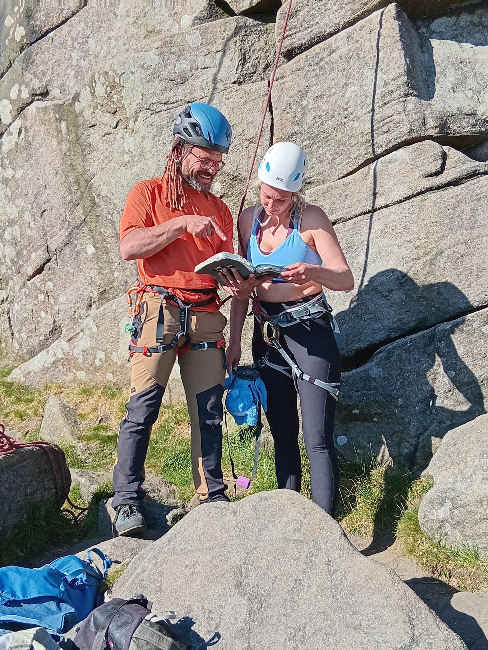 Talking to a client about a climb